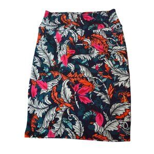 Lularoe Cassie Womens Pencil Skirt Size M Multicolor Leaf Pattern Spring Fall